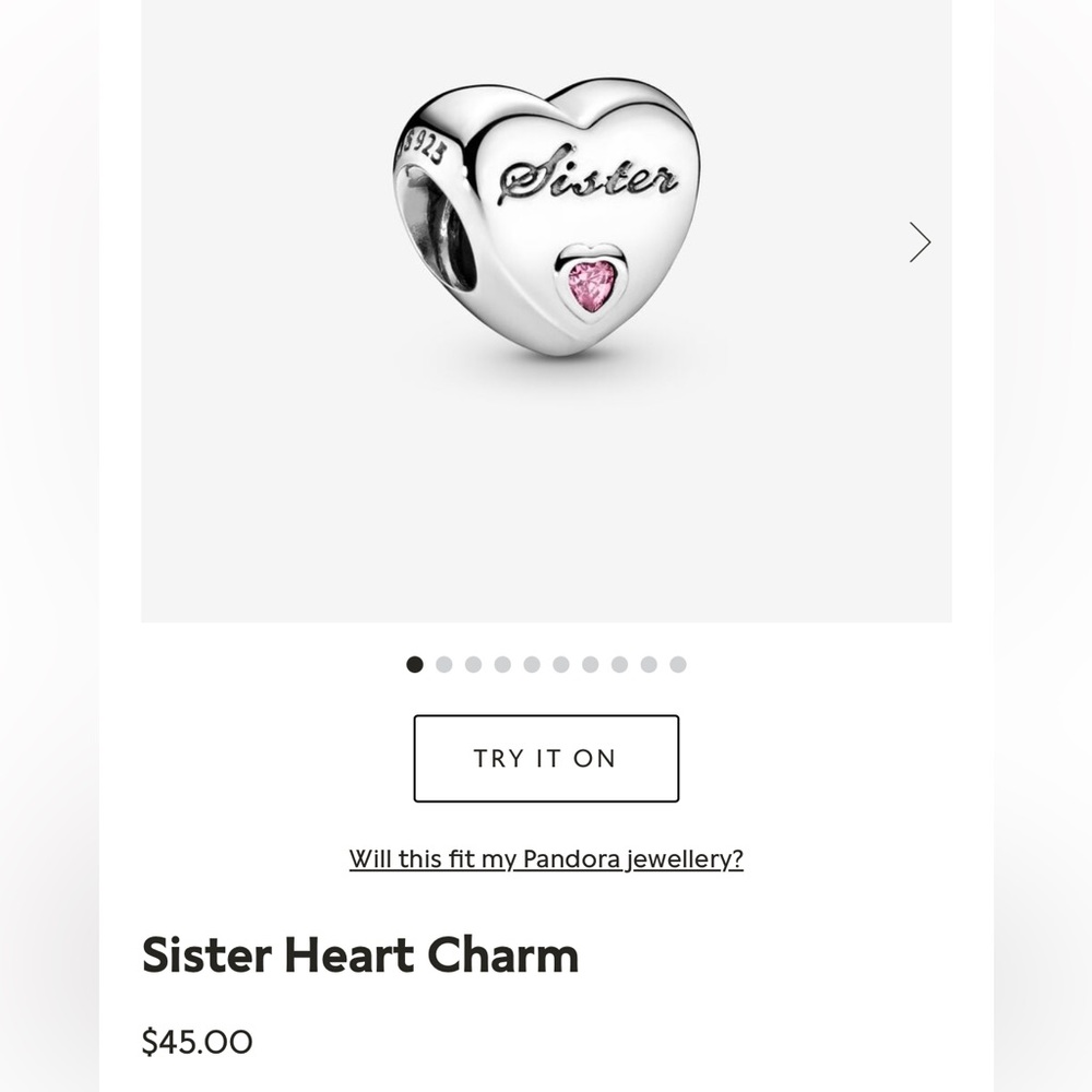 Pandora Sister Heart Charm